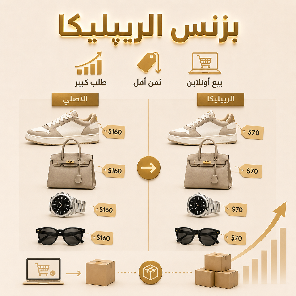 بزنس الريبليكا — الأصلي vs الريبليكا